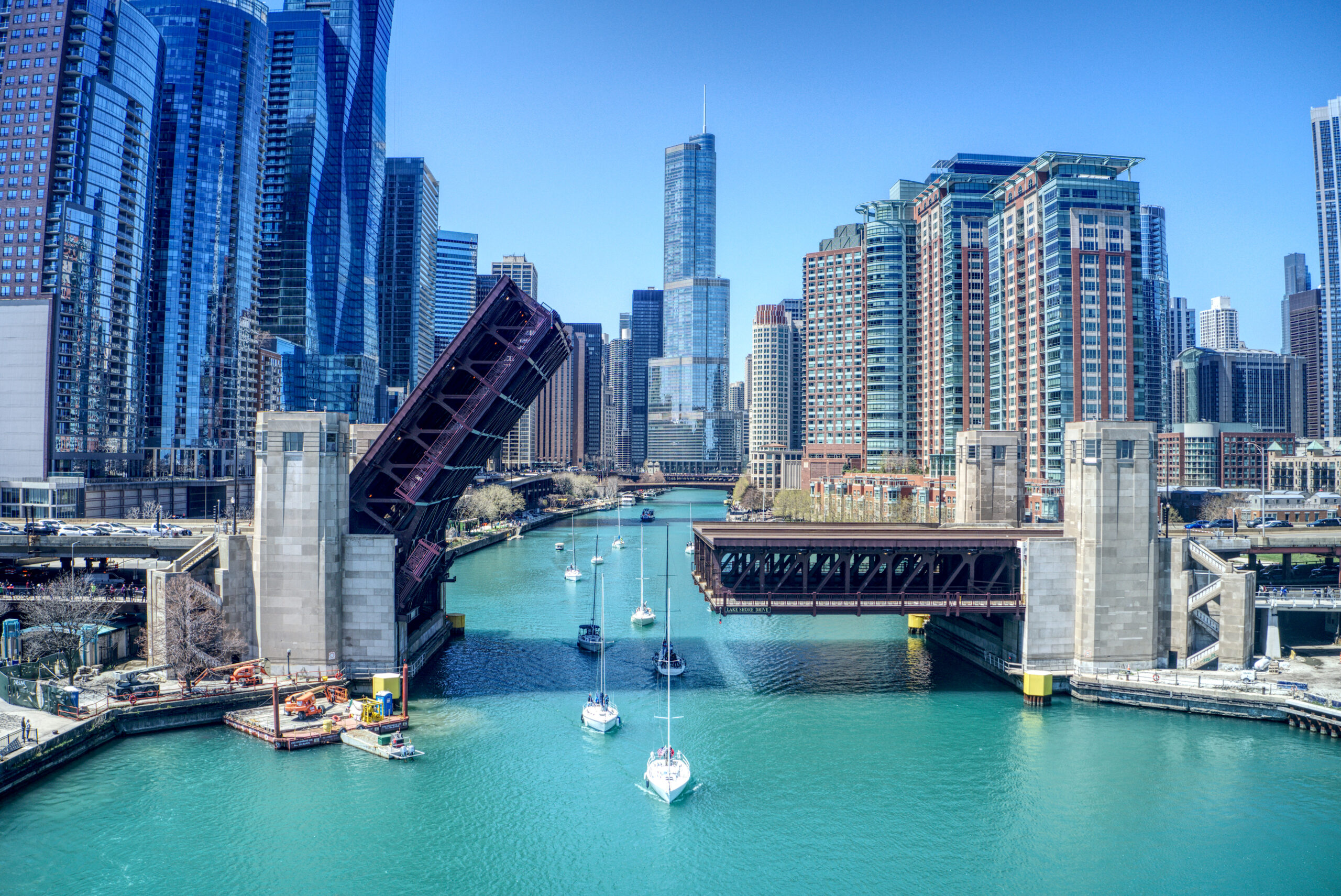The Chicago skyline and lakefront, Illinois